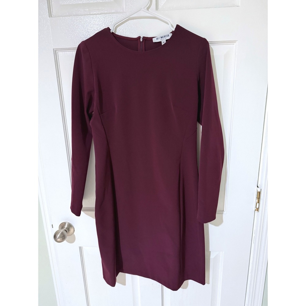 Of Mercer Burgundy Long Sleeve Sheath Dress Size 6 Professional Workwear‎ Maroon